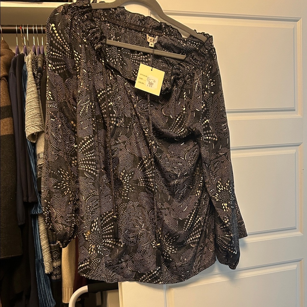 Stylish Black and White Patterned Blouse